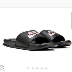 Nike Benassi Slides black and rose gold sandals